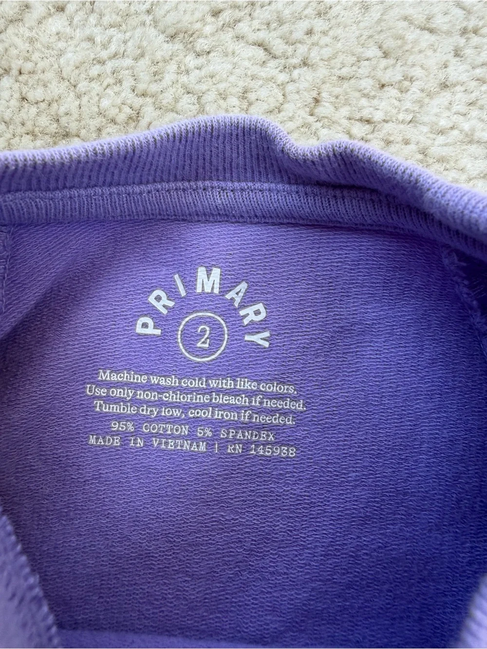 Primary Size 2 Purple Crewneck Sweatshirt and Green Leggings Outfit Bundle